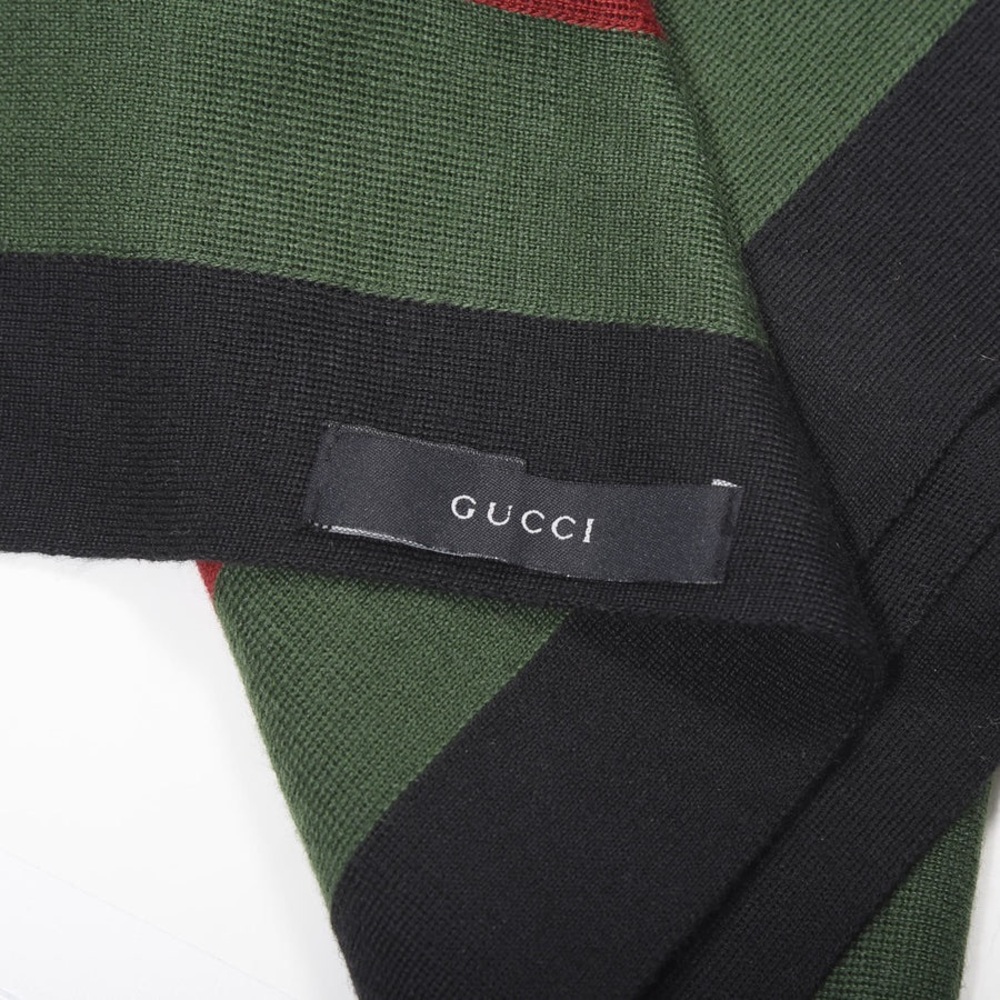 Gucci Silk Wool Web Knit Black and Red/Green Scarf - Picture 8 of 8